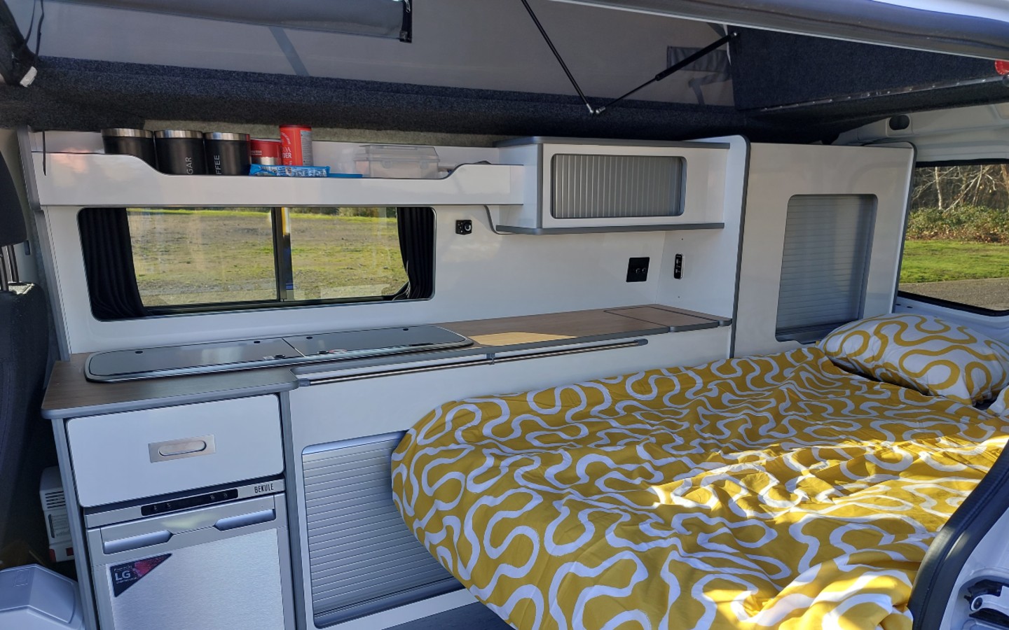 Rear seats in bed position